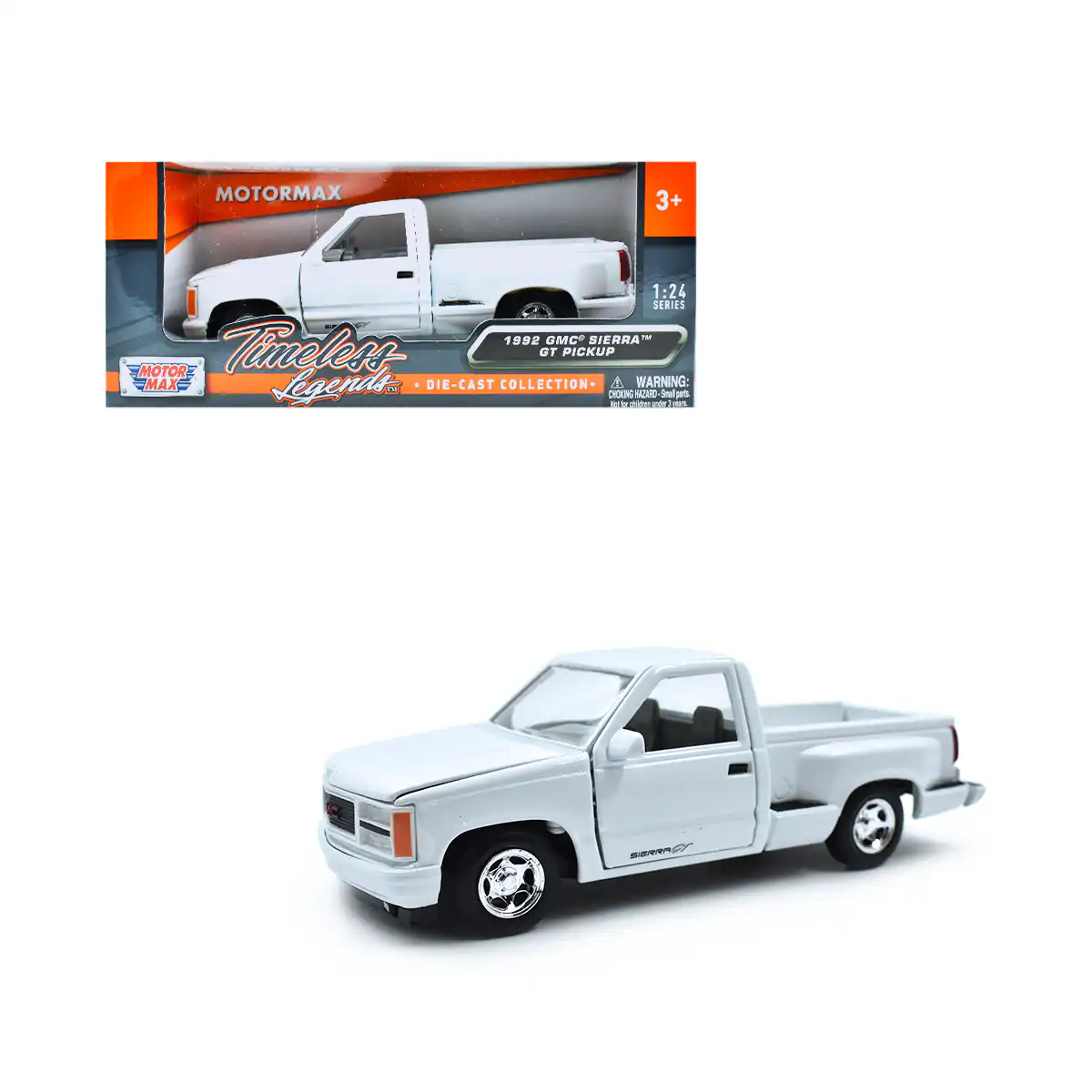 73204WHGMC1 GMC Sierra GT Pickup 1992 Blanco Legends Motor Max Escala 1/24
