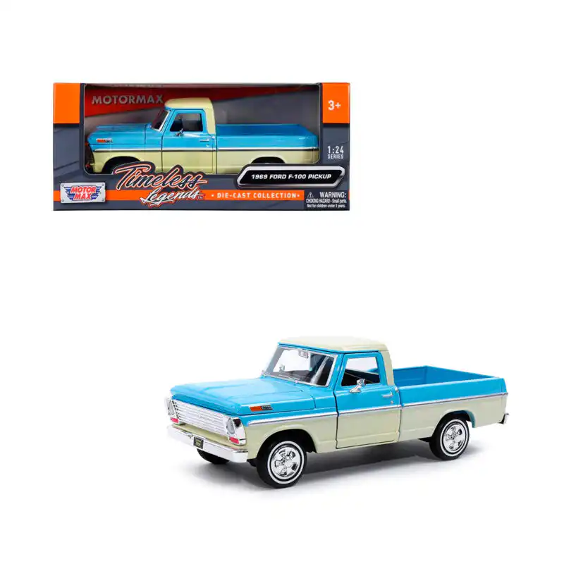 Ford F100 Pickup 1969 Timeless Legends Azul Motor Max 1/24