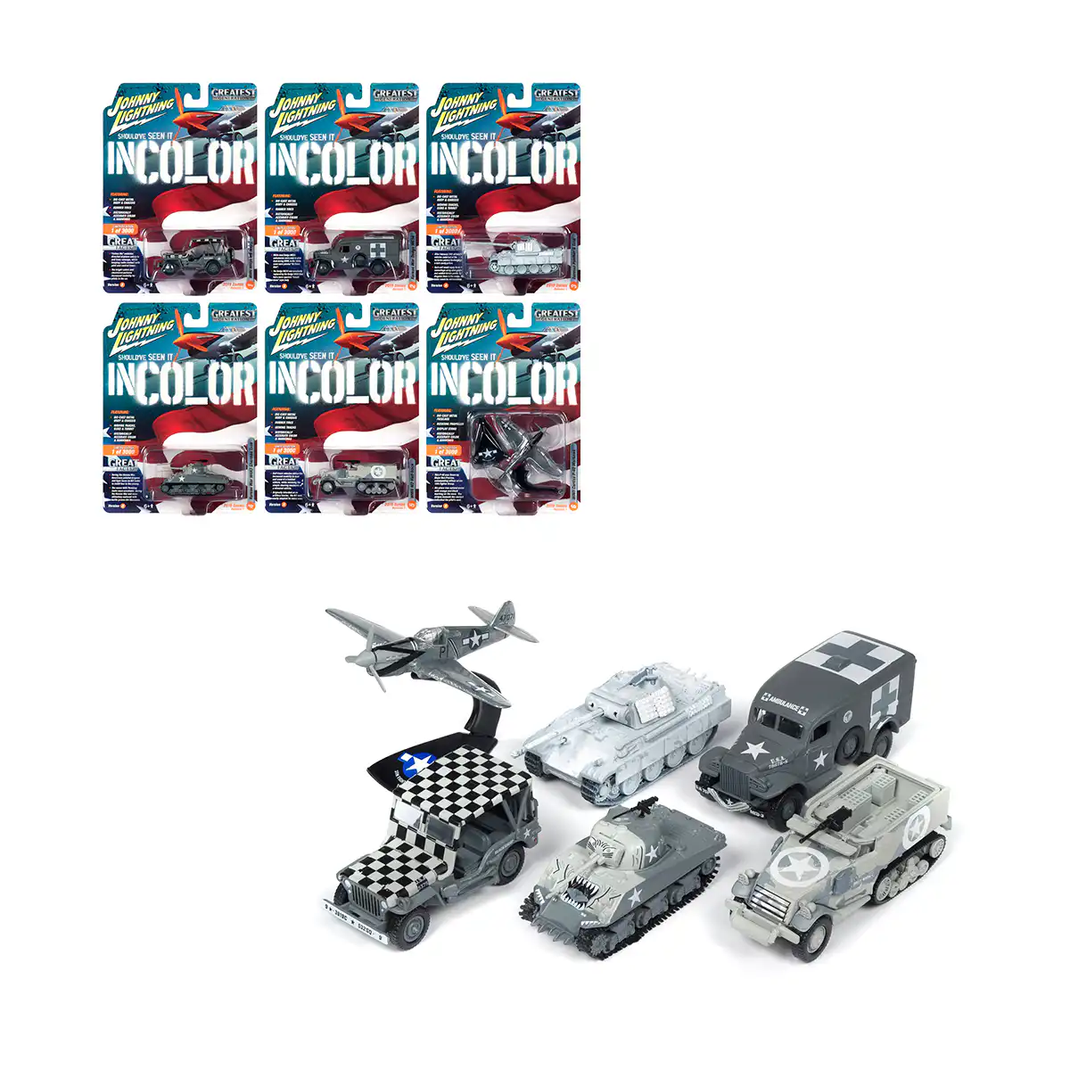 JLML004:06AMilitar2 Serie Militar 5 Piezas Greatest A Johnny Lightning Escala 1/64