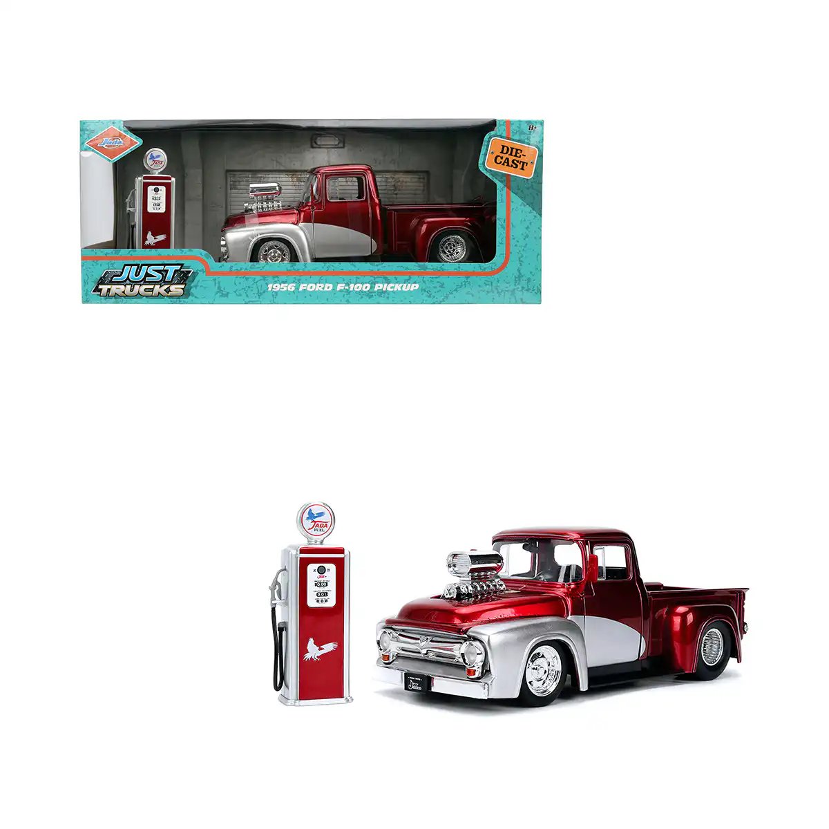35053Ford Ford F100 Pickup 1956 Just Truck Gasolinera Jada Escala 1/24