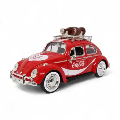 Volkswagen Beetle Vocho 1966 Coca Cola Motor City Classics Escala 1/24 Rojo