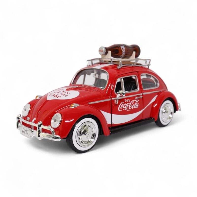 Volkswagen Beetle Vocho 1966 Coca Cola Motor City Classics Escala 1/24 Rojo