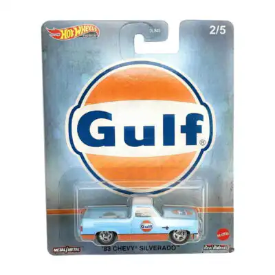 Chevrolet Silverado Pickup 1983 Gulf Pop Culture Hot Wheels Escala 1/64 Azul Metal