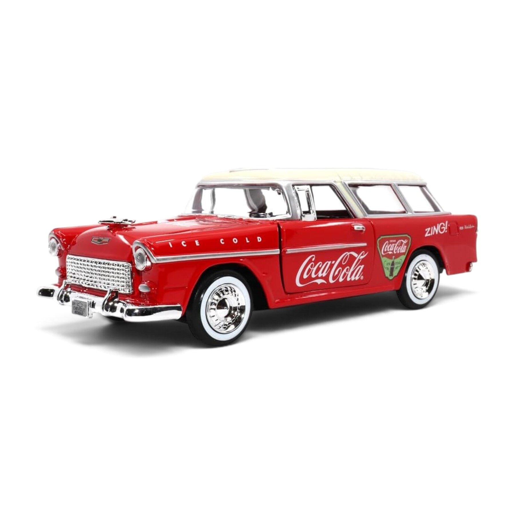 424057Chevy2 Chevrolet Bel Air Nomad 1955 Coca Cola Motor City Classics Escala 1/24 Rojo